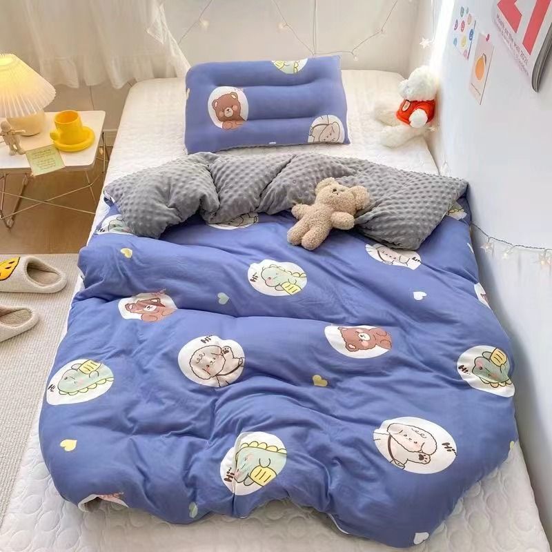 【被子+毯子二合一】针织棉豆豆毯婴儿级别安抚午睡被单人床可用【可爱小熊和它的朋友】