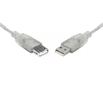 8Ware USB 2.0 延长线 2米 A 转 A，公对母, 透明金属护套