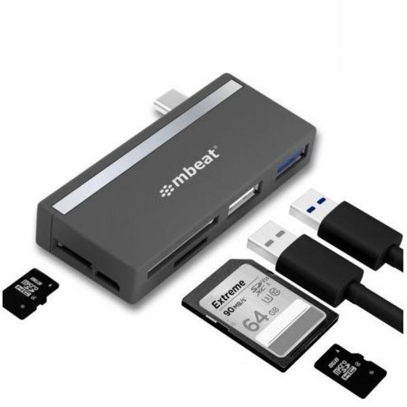 mbeat Essential 5-IN-1 USB-C集线器（USB集线器2.0、3.0，SD / TF卡读卡器支持SDXC，MicroSDXC）