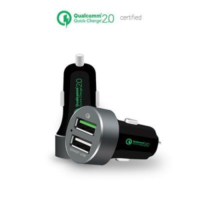 mbeat QuickBoost USB 2.0双端口车载充电器-高通认证的Quick Charge 2.0技术/快速充电/适用于三星 苹果 iPhone/iPad