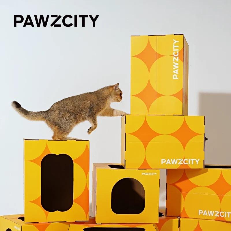 PAWZCITY Cat Scratcher House - Yellow