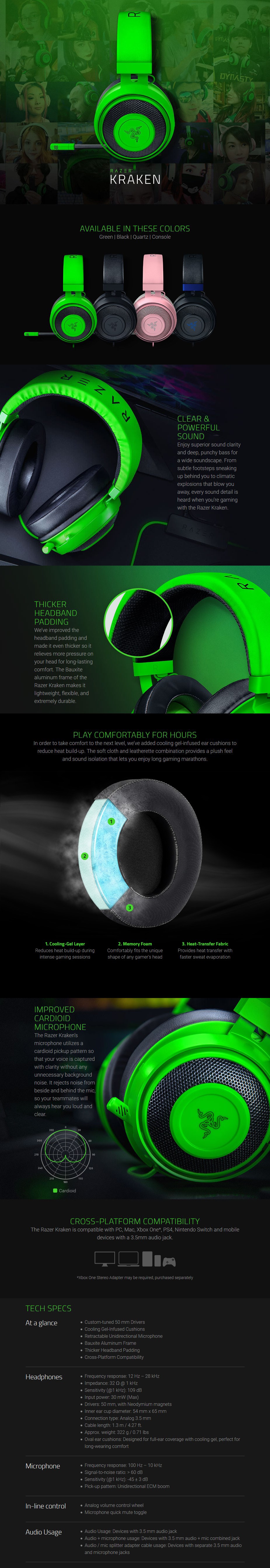 Razer Kraken Multi-platform Wired Gaming Headset - Quartz - Overview 1