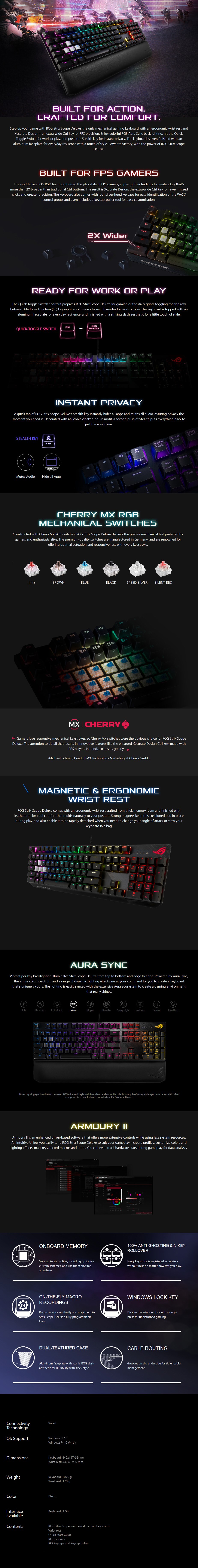 ASUS ROG Strix Scope RGB Mechanical Gaming Keyboard - Cherry MX Brown - Overview 1