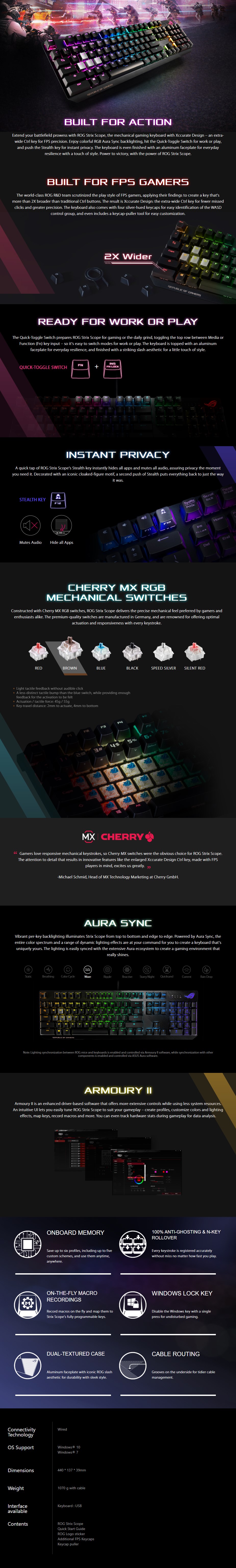ASUS ROG Strix Scope RGB Mechanical Gaming Keyboard - Cherry MX Silver - Overview 1