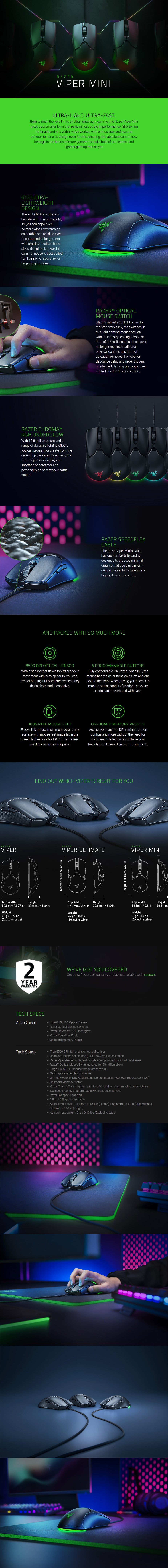 Razer Viper Mini Ambidextrous Optical Gaming Mouse - Overview 1